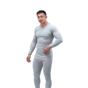 Factory Direct <b>Men</b> Winter <b>Thermal</b> Clothing 100% Cotton Double Knit Base Layer Long Johns Set - Product Image 3