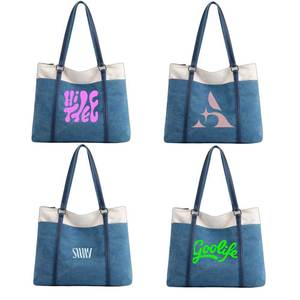 Vintage Fashion Geometric <b>Zipper</b> <b>Tote</b> Shoulder <b>Bag</b> Accept Logo DIY Custom Shopping Casual Gift <b>Bag</b> for Mom & Girl - Product Image 2