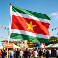 Drapeau national du Suriname 3x5 pieds 100% polyester, bannière extérieure, impression de logo personnalisée, drapeau de pays économique, pour festivals et défilés, approvisionnement en gros