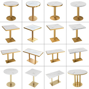 Tables et chaises carrées de luxe modernes pour restaurant, ensemble pour salon, meubles en métal et bois - Product Image 1