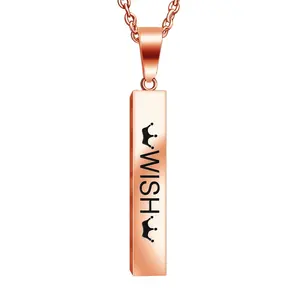 Custom 18K Gold Stainless Steel 'Wish' Pendant Necklace Link Chain Hot Sale Laser Text Weddings Children's Gifts