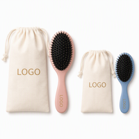 Ensemble de 2 brosses démêlantes personnalisées avec logo, brosse ergonomique en forme de S avec pochette personnalisée grande et petite pour les voyages et la maison