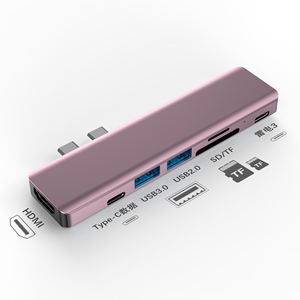 7 En 1 <span class=keywords><strong>Dual</strong></span> <span class=keywords><strong>USB</strong></span> Tipo <span class=keywords><strong>C</strong></span> Hub 7 en 2 Adaptador de base para Macbook Hub Splitter <span class=keywords><strong>Docking</strong></span> <span class=keywords><strong>Station</strong></span> - Product Image 3