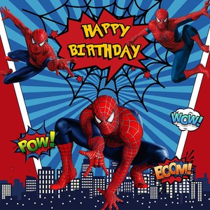 Toile de fond photographique équipe de super-héros Spider-Verse, fond d'<span class=keywords><strong>anniversaire</strong></span> super-héros pour enfants, bannière de fête héros araignée personnalisable - Product Image 5