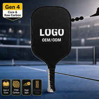 Raquette de pickleball en fibre de carbone brute Gen 4 avec logo personnalisé, noyau injecté de mousse de 16 mm, pour tournoi, vente en gros, direct usine