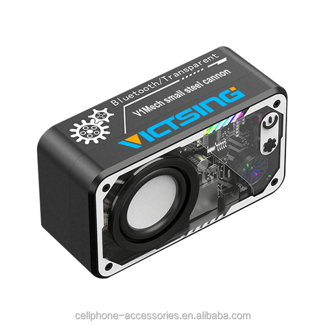 Mecha Transparent 5.3 for Speaker with RGB Light Small Size Battery Powered IPX4 Waterproof Memory Card Support up to 15W