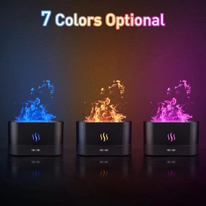 Essential Oil USB Ultrasonic Flame Humidifier Humidistat Plastic Construction Led Colorful <b>Fire</b> Flame Aroma Oil Household Hotel - Product Image 2
