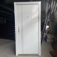 TECHTOP Porte d'entrée principale ornementale en fer de style classique Porte métallique de sécurité extérieure avec serrure pour la maison et la maison