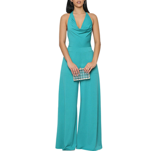 Summer Solid Color Fashion <b>Casual</b> Halter <b>Wide</b> <b>Leg</b> <b>Jumpsuit</b> for Women Fashion - Product Image 5