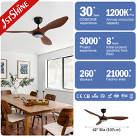 Ventilador de Techo 1stshine con Aspas de ABS con Aspecto de Madera, Compatible con Alexa y Google, Ultra Silencioso, con Luz LED Regulable, de Alta Eficiencia y Resistente