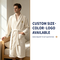 Peignoir brodé avec logo, col kimono, en flanelle corail, doux, beige, chaud, pour la vente au détail et la salle de bain, toutes saisons