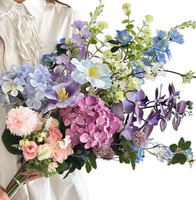 FZH0278 Nouvelle Collection Luxe Série Bleue Fleurs Artificielles en Soie Hortensia et Eucalyptus Faits Main Haute Simulation Respectueuses de l'Environnement