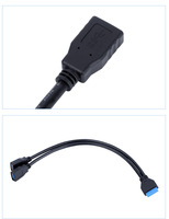 Câble d'extension USB 3.0 interne 20 broches vers double USB 3.0 Type-A femelle à montage sur panneau pour PC, 0,5 m