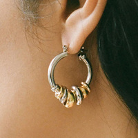 Boucles d'oreilles doubles en acier inoxydable bicolore Gaovo pour femmes, spirales entrelacées, bijoux fantaisie, accessoire de mode, collection cadeau