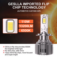 Ampoule de phare LED universelle pour voiture Geslla Bright 6500K H3 12V 110W/220W Faisceau haut/bas