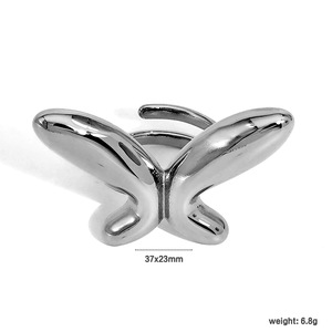 แหวนผีเสื้อแบบเปิด ชุบทอง 18k สแตนเลสสตีล เครื่องประดับแฟชั่นสำหรับทุกเพศ ของขวัญ - Product Image 2