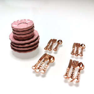 <span class=keywords><strong>SET</strong></span> 1:12 Accessoires Photo pour <span class=keywords><strong>Maison</strong></span> de Poupée : Meubles de Cuisine, Assiettes, Bols, Couverts (Fourchette, Couteau, Cuillère) - Product Image 2