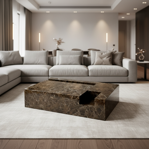 Tavolino da Caffè Moderno in Travertino Beige Personalizzato, Fatto a Mano, Durevole, per Arredamento Soggiorno - Product Image 2