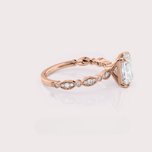 แหวนเพชรทรงเรเดียนท์คัท 18K โรสโกลด์/ไวท์โกลด์/เยลโลว์โกลด์ เพชรเพาะเลี้ยงในห้องปฏิบัติการ พร้อมดีเทลข้างแบบวินเทจ |   เครื่องประดับสั่งทำพิเศษสำหรับโอกาสสำคัญ - Product Image 3