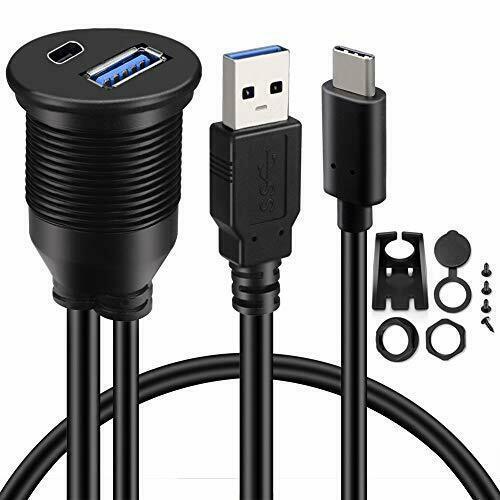 Flush Mount USB 3.0 a Male to Female and USB Type C Male to Female Flush Panel Mount Car Waterproof Cable
