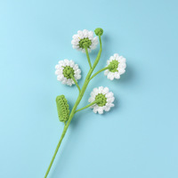 Nouveauté, délicate branche de marguerite en crochet multicolore avec feuille, fleur tricotée en laine en gros, décoration, ornement pour cadeaux