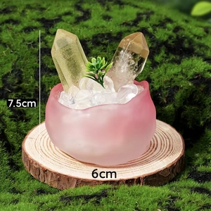 Pointe de cristal naturel, grappe de cristaux individuels, base <span class=keywords><strong>en</strong></span> <span class=keywords><strong>verre</strong></span> pour tasse à thé, micro-paysage bonsaï, ornement de bureau <span class=keywords><strong>en</strong></span> cristal pour la décoration et la recharge. - Product Image 4
