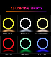 Anneau lumineux de Studio LED RGB, 6, 8, 10, 12 ou 13 pouces, intensité variable, lampe, éclairage annulaire pour photographie, vidéo, Youtube, maquillage