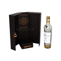 Caja de Regalo de Cartón Rígido Personalizada de Doble Apertura para una Sola Botella de Licor o Vino, con Estampado en Relieve Dorado, para Whisky o Vino Tinto Premium