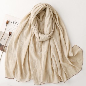 Pañuelo para la Cabeza de Color Liso, Transpirable, con Sensación de Algodón Suave, Chales Largos y Grandes para Mujer, Chales Cálidos para la Playa, Pañuelos de Moda con Sensación de Algodón - Product Image 1