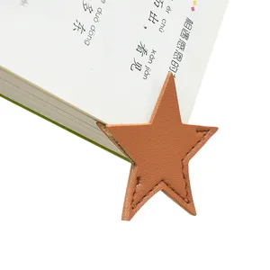 Оптовая продажа на заказ искусственная кожа милая звезда книга маркер страница кожаная Закладка уголок для чтения бумаги
