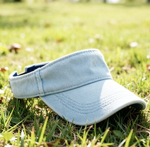 Custom New Arrival Custom Logo Unisex Denim Visor Cap Breathable Summer Sun <b>Hat</b> for Golf Tennis Beach Travel - Product Image 4