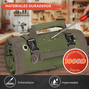 Bolsa de Herramientas Enrollable, Caja de Herramientas Portátil Verde, Impermeable, para Hombres, Carpinteros, Mecánicos, Electricistas - Product Image 4