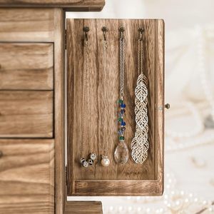 Joyero para mujer, cajas <span class=keywords><strong>de</strong></span> joyería <span class=keywords><strong>de</strong></span> <span class=keywords><strong>madera</strong></span> rústica, <span class=keywords><strong>organizadores</strong></span> con espejo, caja organizadora <span class=keywords><strong>de</strong></span> joyería <span class=keywords><strong>de</strong></span> 4 capas - Product Image 4