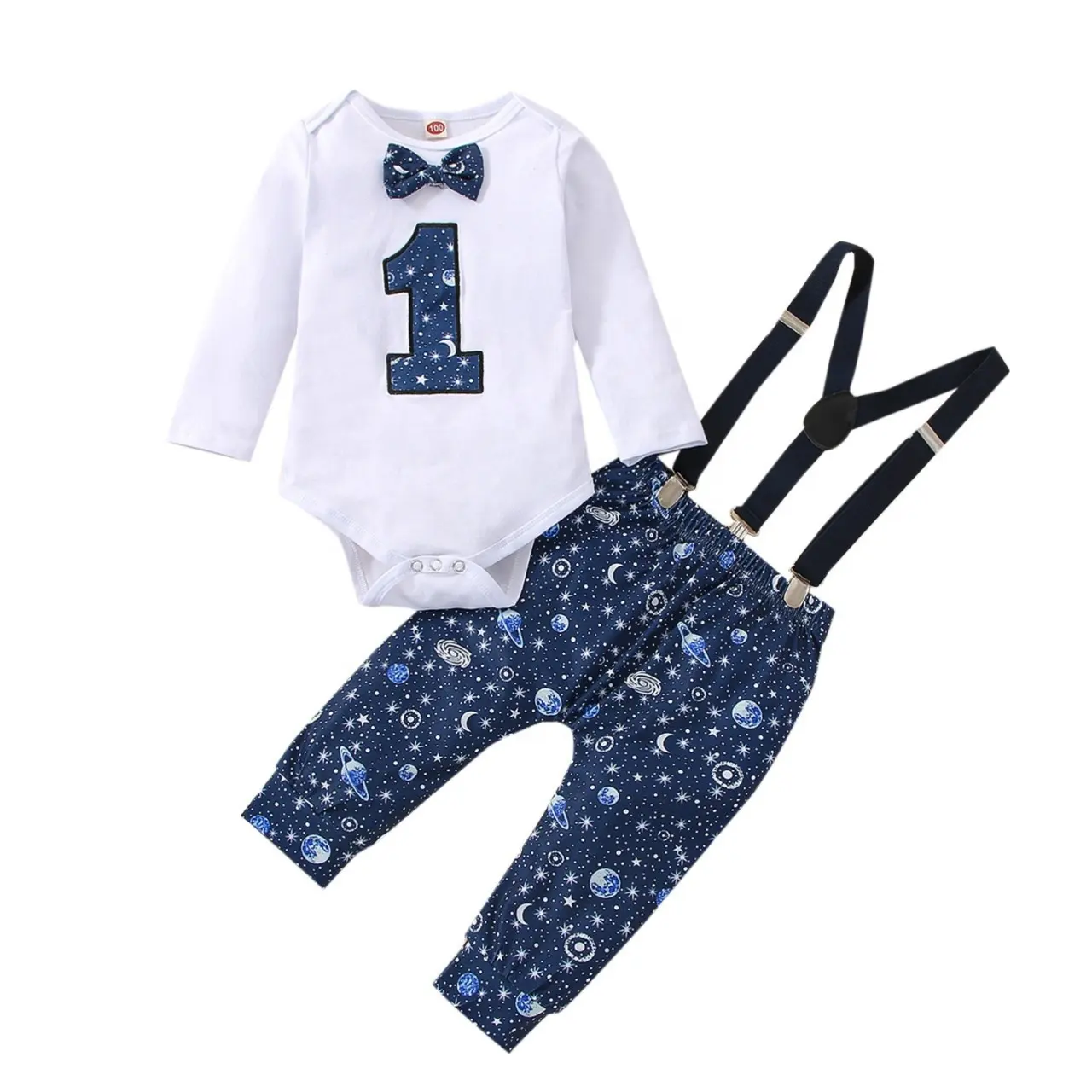 Wholesale Boy Clothes Sets Long Sleeve Infant Toddler Jumpsuits 6m-3years Baby Boy Gentleman Romper Suits