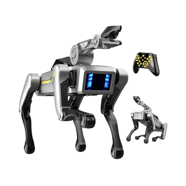 Rechargeable Electric RC Robot Dog Smart Interactive Puppy 20+ Voice Commands Clamp Arm AI STEM Pet Companion Plastic 14 Years