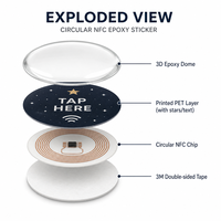 Autocollant de table NFC en acrylique OEM, personnalisable avec code QR, pour avis multi-localisations, idéal pour hôtels et chaînes de magasins