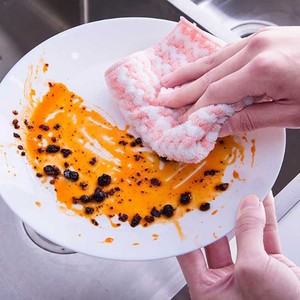 <span class=keywords><strong>Lingette</strong></span> cationique en microfibre corail polaire absorbant rayé essuie-mains sans huile vaisselle cuisine nettoyage <span class=keywords><strong>lingette</strong></span> chiffon à récurer - Product Image 4