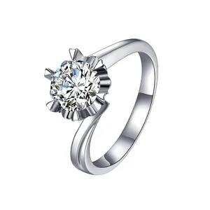 Nhẫn Cưới Tròn 1 Carat Chất Lượng Cao Cho Lễ Cưới Nhẫn Cưới Bạc Bộ Nhẫn Cưới Bạc Ý 925