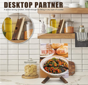 Rustic Wooden <strong>Cookbook</strong> Stand for Kitchen, Recipe Book Holder - Product Image 3