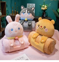 Oreiller en peluche long de dessin animé super doux 80*100cm couvertures en peluche 2 en 1 Capybara Panda lapin ours chien conceptions pour l'hiver