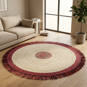 Tapis rond en jute moderne au design tressé élégant - Réversible et adapté aux animaux domestiques pour la maison, l'hôtel et le bureau - Product Image 3