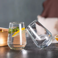 Verre à boire transparent de 370 ml, design classique, base épaisse, tasse à boisson, verre à jus, thé, eau pour la maison