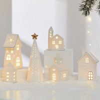 Ornement de Noël en céramique lumineuse en forme de cabane d'arbre, couleur et forme personnalisables, 10x10x10cm, décoration de bureau à domicile