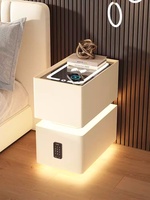Table de chevet intelligente créative avec lumière à capteur, minimaliste, écologique, durable, 2 tiroirs de rangement, meuble de nuit sans fil pour la maison