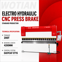 Presse plieuse CNC hydraulique électrique WE67K 200T4200MM automatique haute précision pour la pliage de l'acier et la fabrication métallique