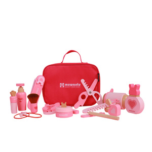 Ensemble de maquillage en bois rose pour enfants, jeu d'imitation, princesse, coiffure, jouet cosmétique, outils pour cheveux, jeu de rôle pour petites filles - Product Image 6