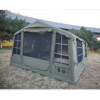 Tente gonflable automatique de luxe portable double couche en PVC et coton, résistante à l'eau et aux UV, pour 8 à 12 personnes
