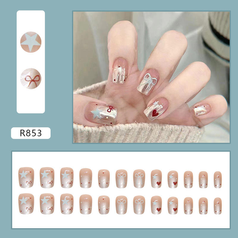 Custom Logo 24pcs Gel Press on Nails Building Gel French Fake Nails Wholesale Thick Short Nails Press on Tips