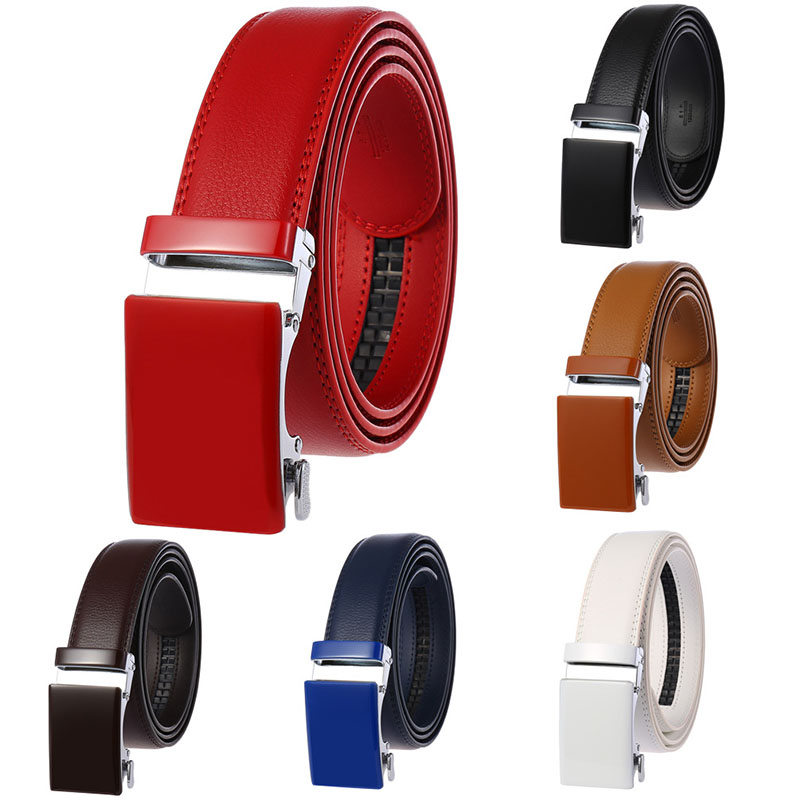 Best Selling Custom Logo Colorful Automatic Buckle Genuine Leather Belts