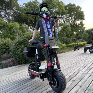 Trottinette électrique pliable pour adultes, puissante, avec siège, pneus larges tout-terrain de 13 pouces et 14 pouces, 72 V, 8000 W, double moteur - Product Image 3